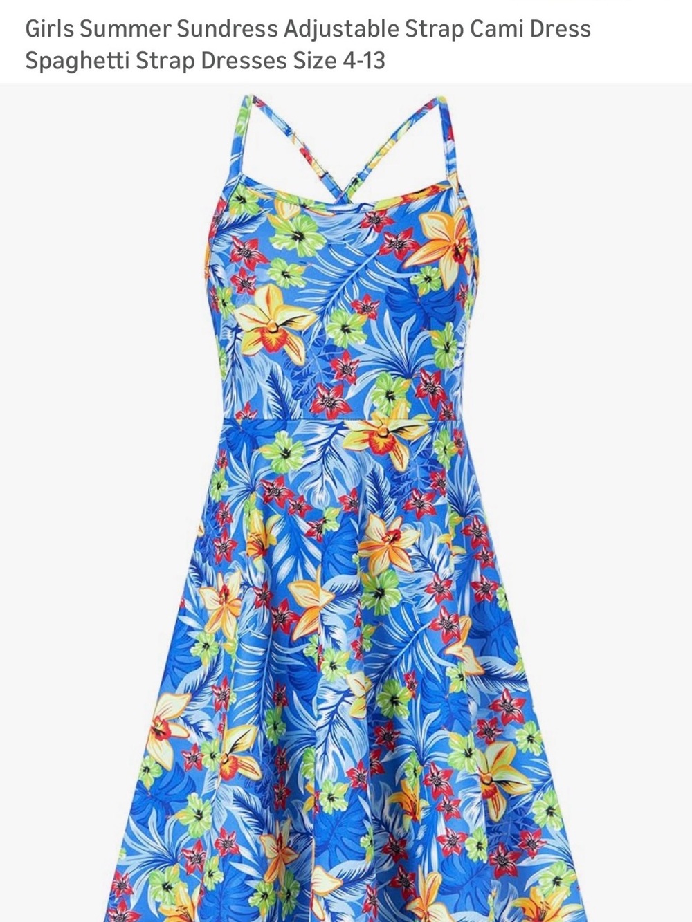 Girls Summer Sundress, Cami Spaghetti Strap Dress Size 6/7